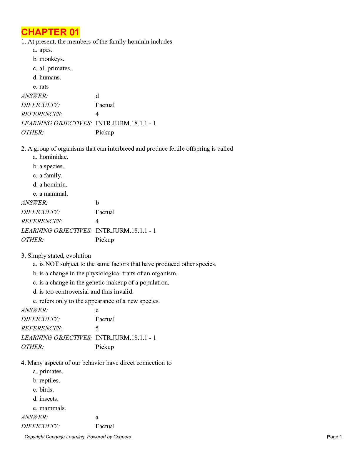 Introduction to Physical Anthropology, 15th Edition by Jurmain Test